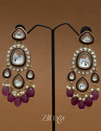 FS101589  - Kundan Enameled Earrings(color option) 2-Zilmor