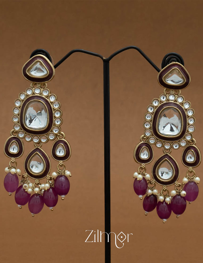 FS101589  - Kundan Enameled Earrings(color option) 2-Zilmor