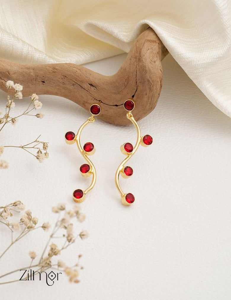 Glossy Golden Stem Earrings (color option)  - AS100736 3-Zilmor