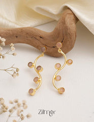 Glossy Golden Stem Earrings (color option)  - AS100736 4-Zilmor