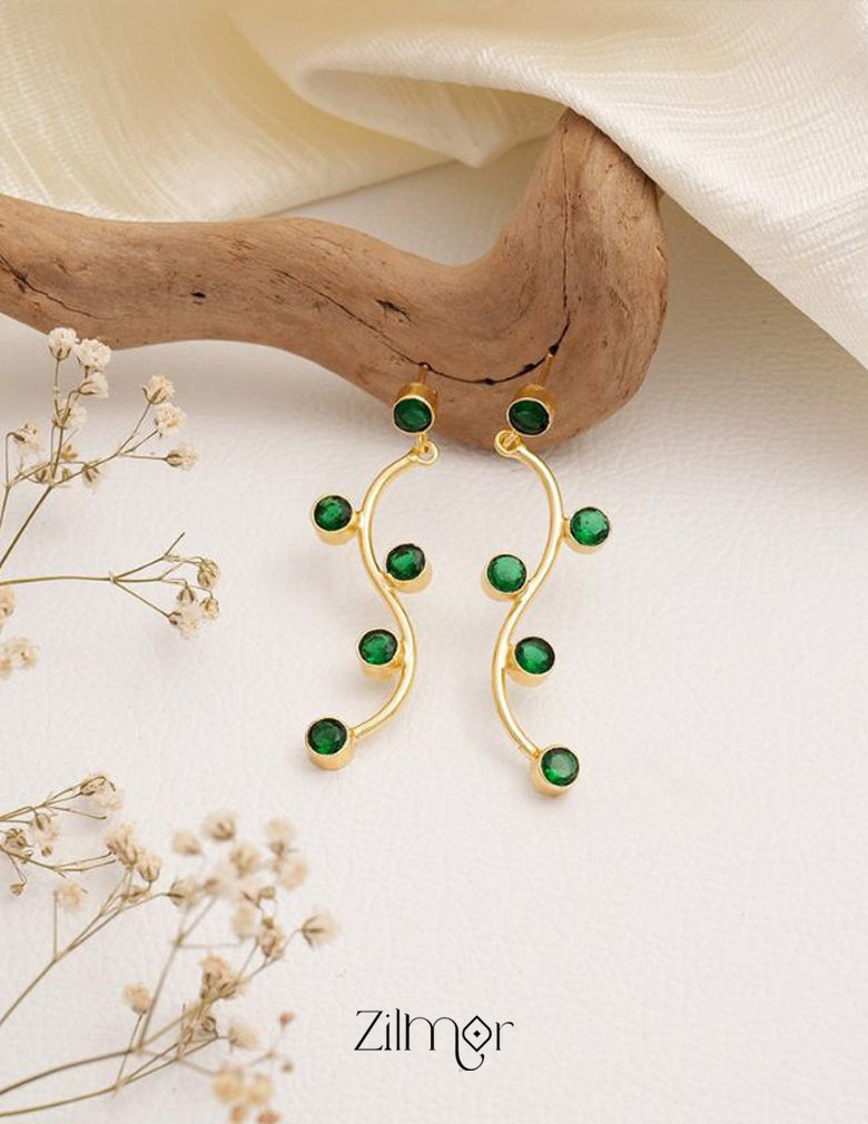 Glossy Golden Stem Earrings (color option)  - AS100736 5-Zilmor