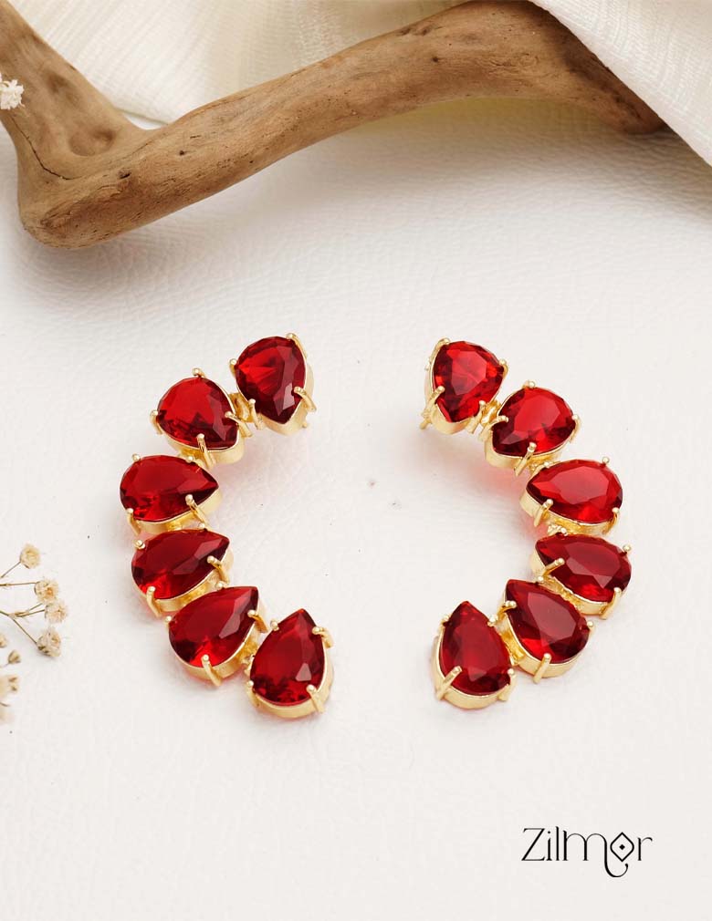 Glossy Stone Raindrop Earrings - KE100747 8-Zilmor