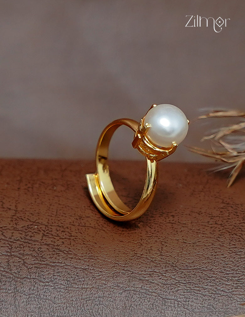 Gold Color Pearl Adjustable Ring - AG1011937