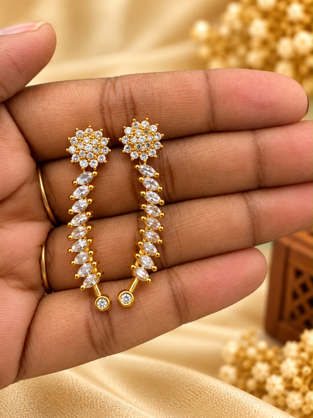 Gold Plated AD Stone Bugadi Earrings - AF1013080