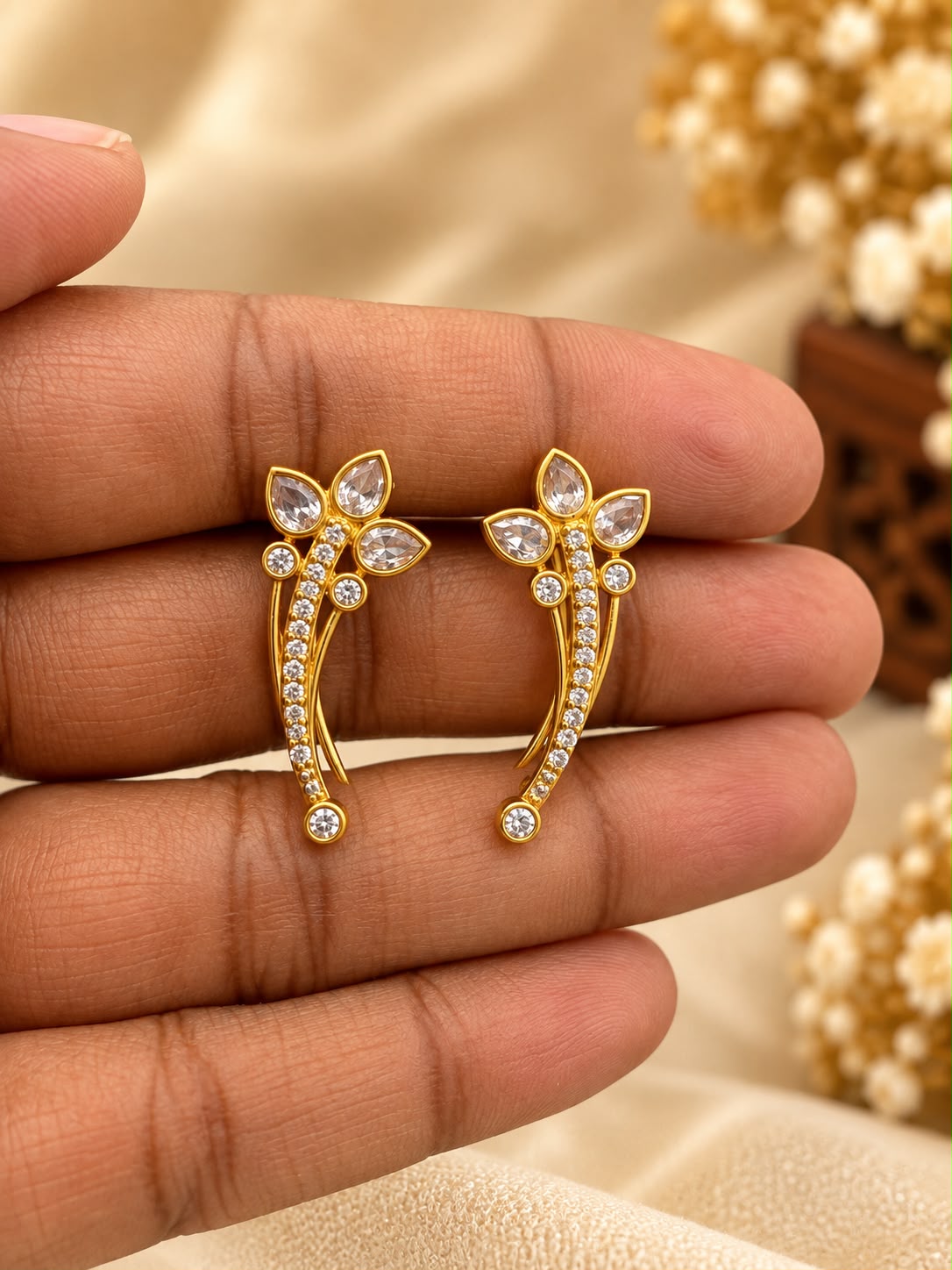 Gold Plated AD Stone Bugadi Earrings  - AF1013082
