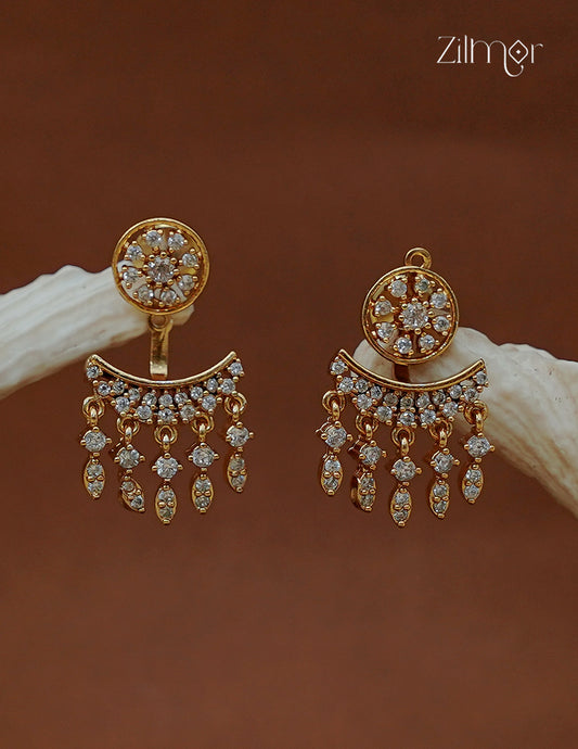 Gold Plated AD Stone Floral Stud Earrings - KA1012989