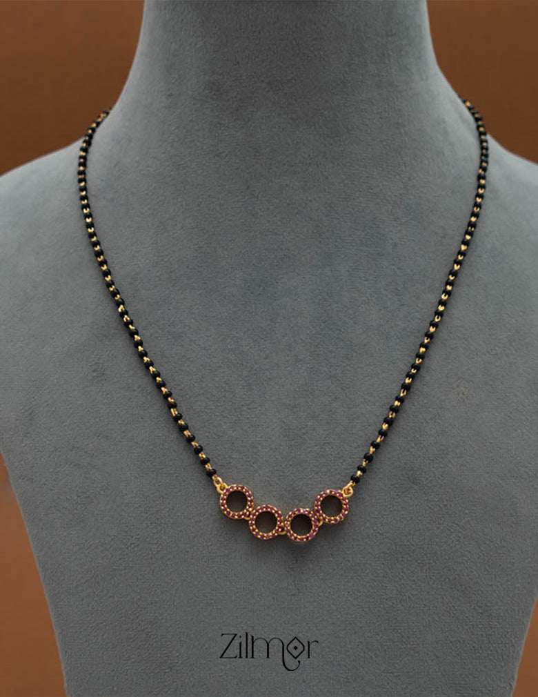 Gold Plated AD Stone Pendant Mangalsutra Necklace - KE100431