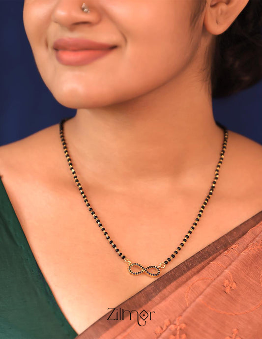 Gold Plated AD Stone Pendant Mangalsutra Necklace - KE100433