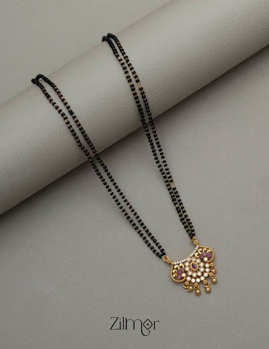 Gold Plated AD Stone Pendant Mangalsutra Necklace - SR100556 1-Zilmor