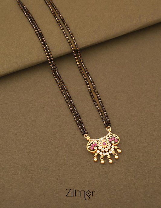Gold Plated AD Stone Pendant Mangalsutra Necklace - SR100556 2-Zilmor