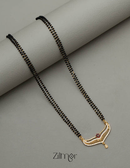 Gold Plated AD Stone Pendant Mangalsutra Necklace - SR100566 2-Zilmor