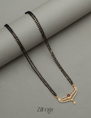 Gold Plated AD Stone Pendant Mangalsutra Necklace - SR100566 2-Zilmor