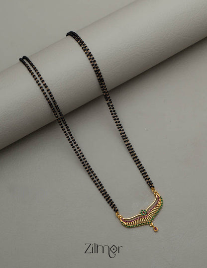 Gold Plated AD Stone Pendant Mangalsutra Necklace - SR100566 3-Zilmor