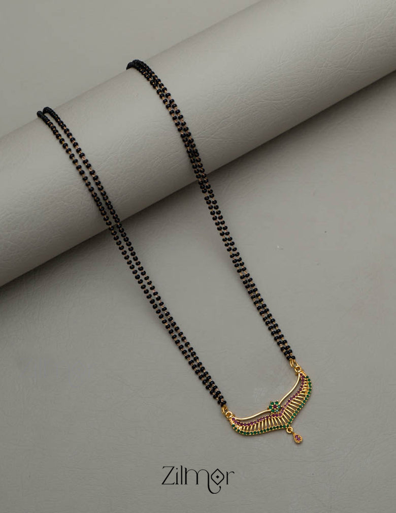 Gold Plated AD Stone Pendant Mangalsutra Necklace - SR100566 3-Zilmor