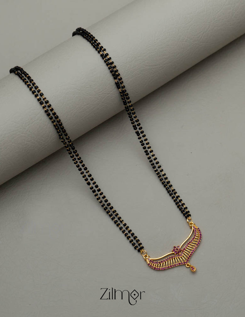 Gold Plated AD Stone Pendant Mangalsutra Necklace - SR100566 4-Zilmor