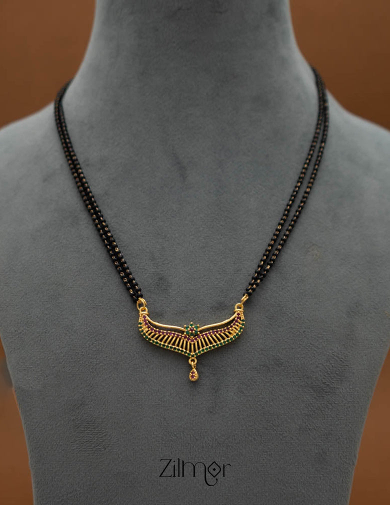 Gold Plated AD Stone Pendant Mangalsutra Necklace - SR100566 5-Zilmor