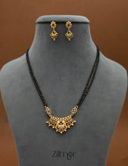 Gold Plated AD Stone Pendant Mangalsutra Necklace with Earring Set - SR100569 3-Zilmor