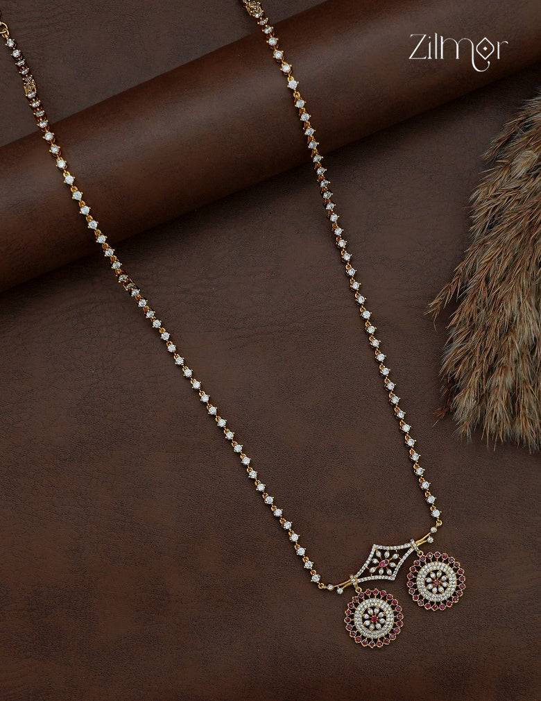 Gold Plated AD Stone Pendant with Long Necklace - NV1013020