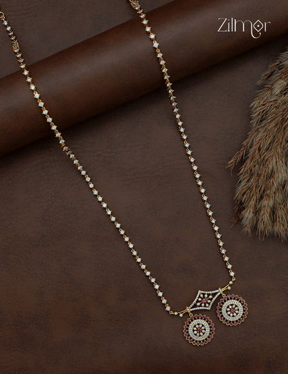 Gold Plated AD Stone Pendant with Long Necklace - NV1013020