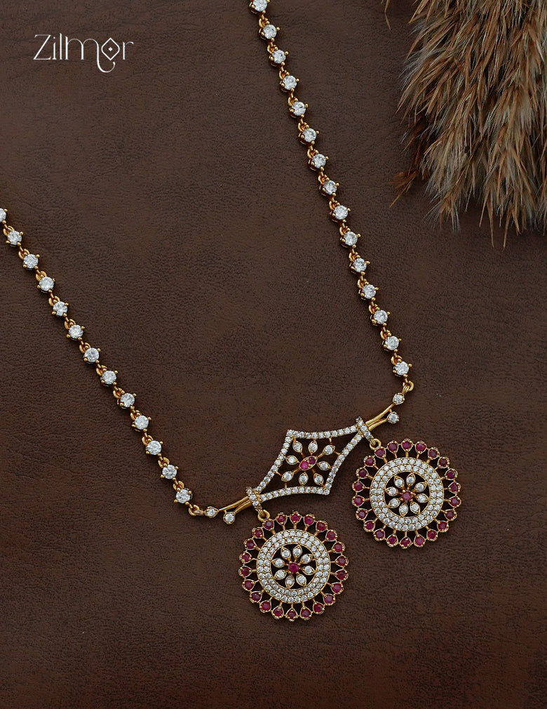 Gold Plated AD Stone Pendant with Long Necklace - NV1013020