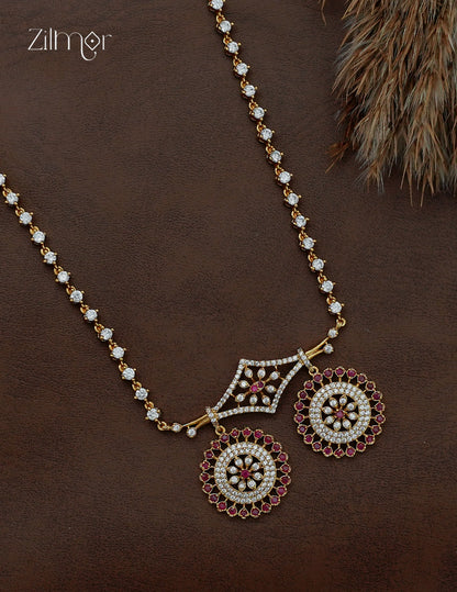 Gold Plated AD Stone Pendant with Long Necklace - NV1013020