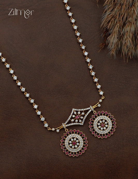 Gold Plated AD Stone Pendant with Long Necklace - NV1013020