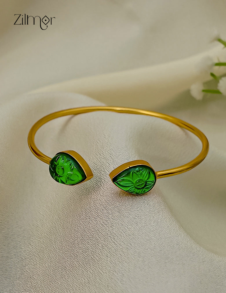 Gold Plated Adjustable Bangle with Crystal Stones – AS1012928