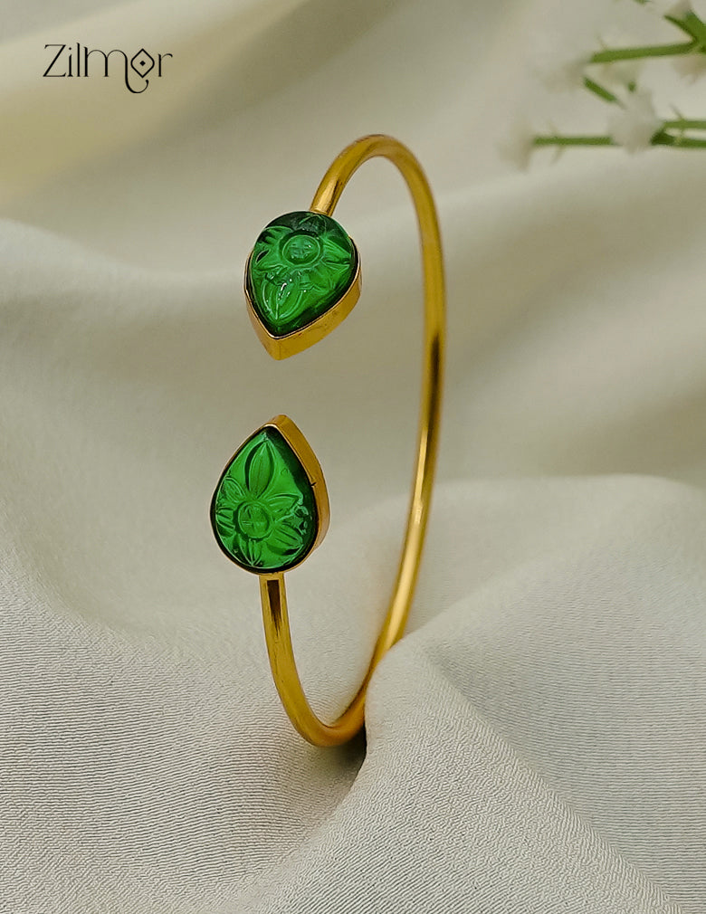 Gold Plated Adjustable Bangle with Crystal Stones – AS1012928