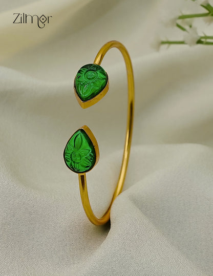 Gold Plated Adjustable Bangle with Crystal Stones – AS1012928