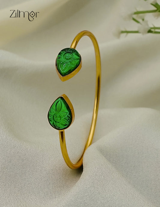 Gold Plated Adjustable Bangle with Crystal Stones – AS1012928