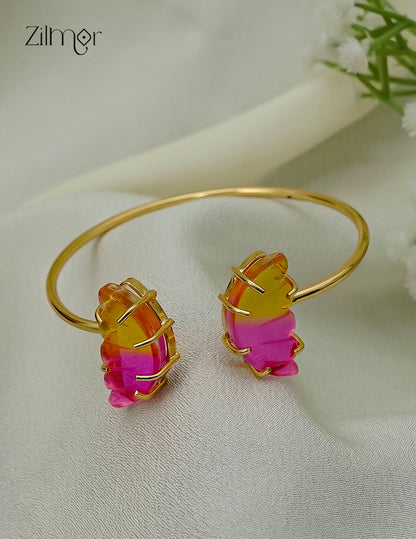 Gold Plated Adjustable Bangle with Crystal Stones – AS1012933