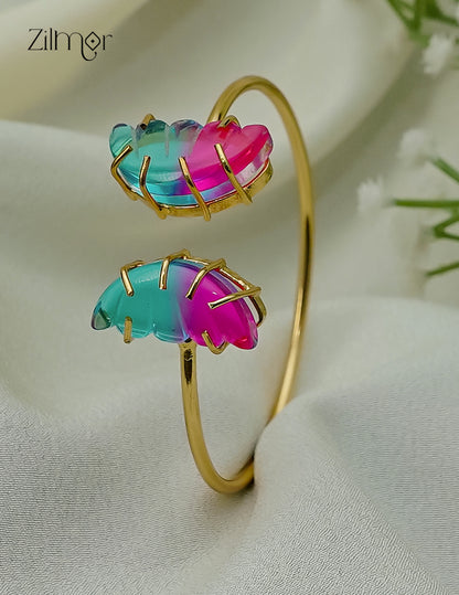 Gold Plated Adjustable Bangle with Crystal Stones – AS1012933