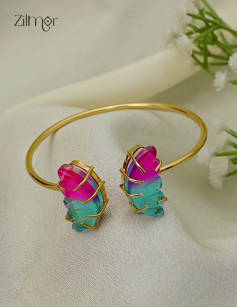 Gold Plated Adjustable Bangle with Crystal Stones – AS1012933