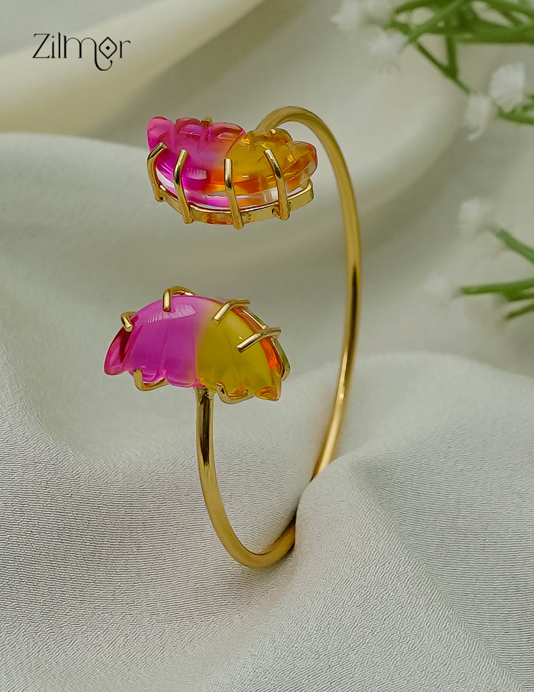 Gold Plated Adjustable Bangle with Crystal Stones – AS1012933