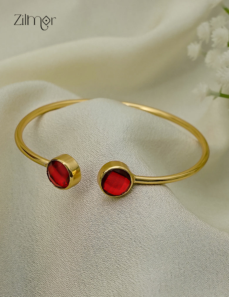 Gold Plated Adjustable Bangle with Crystal Stones – AS1012935