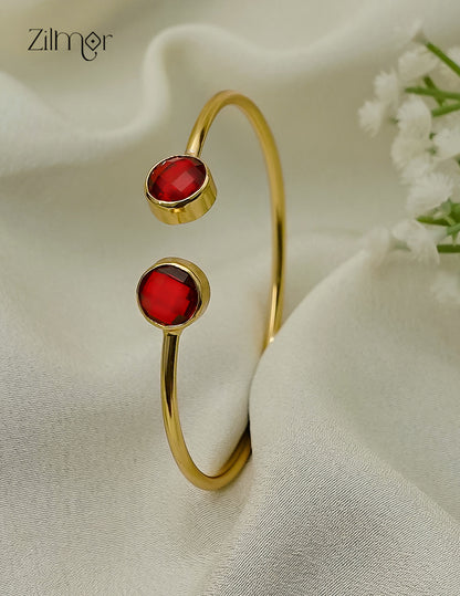Gold Plated Adjustable Bangle with Crystal Stones – AS1012935