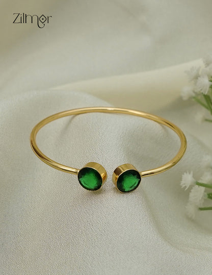 Gold Plated Adjustable Bangle with Crystal Stones – AS1012935