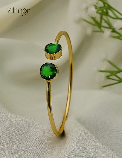 Gold Plated Adjustable Bangle with Crystal Stones – AS1012935