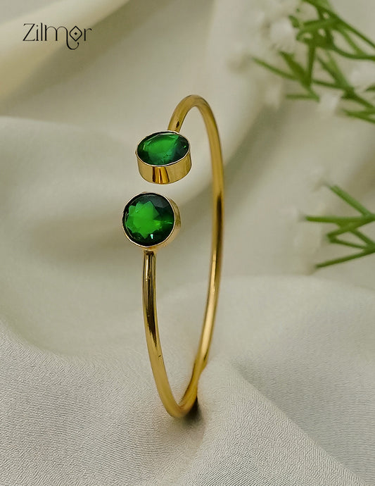 Gold Plated Adjustable Bangle with Crystal Stones – AS1012935