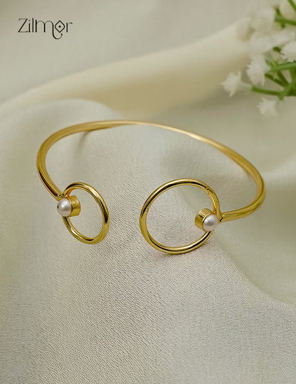 Gold Plated Adjustable Bangle with Pearl - AS1012929