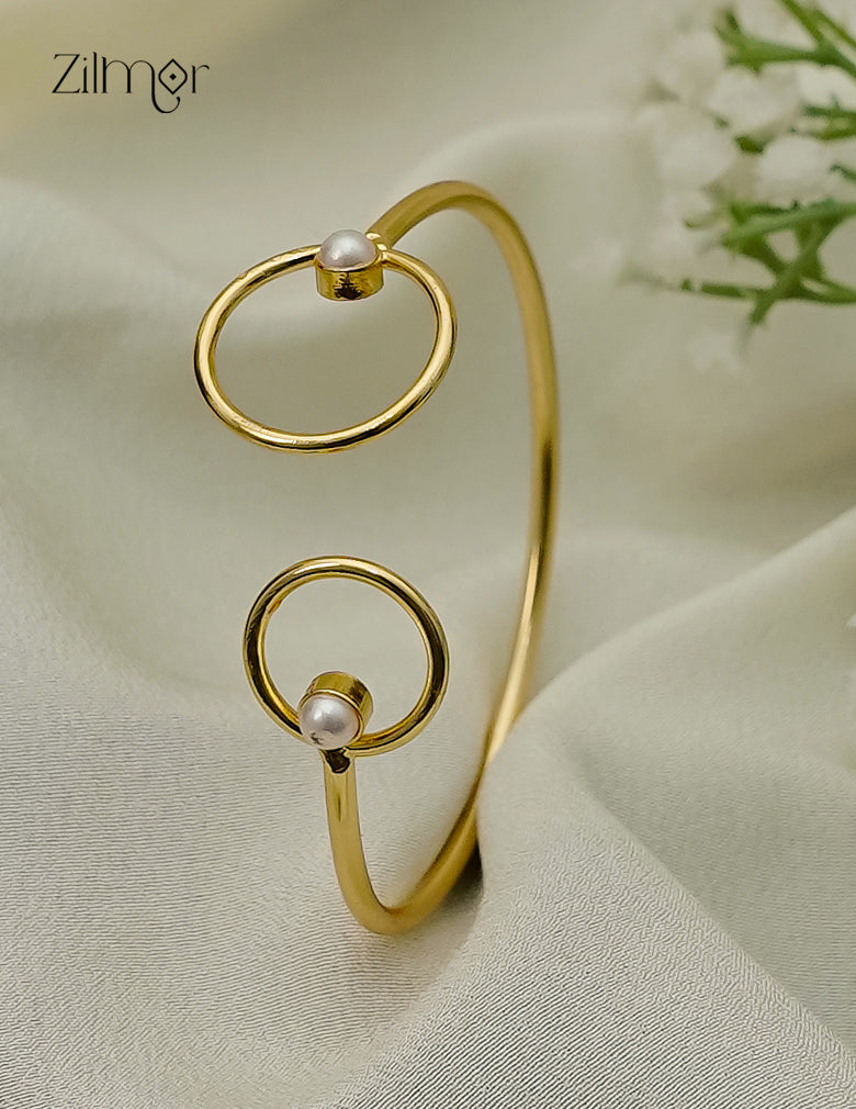 Gold Plated Adjustable Bangle with Pearl - AS1012929