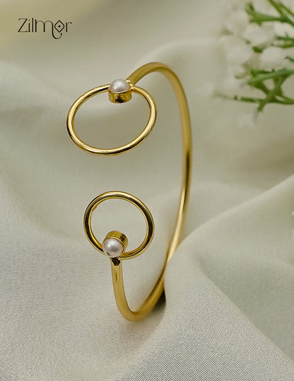 Gold Plated Adjustable Bangle with Pearl - AS1012929