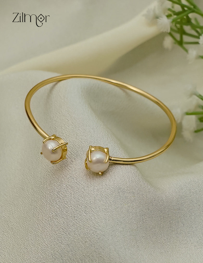 Gold Plated Adjustable Bangle with Pearl - AS1012936