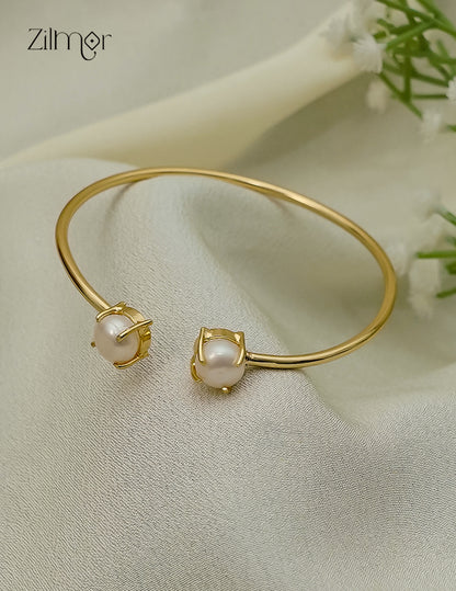 Gold Plated Adjustable Bangle with Pearl - AS1012936