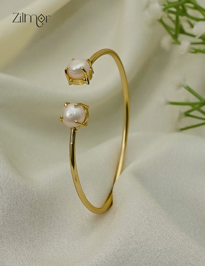 Gold Plated Adjustable Bangle with Pearl - AS1012936