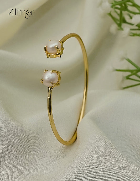 Gold Plated Adjustable Bangle with Pearl - AS1012936