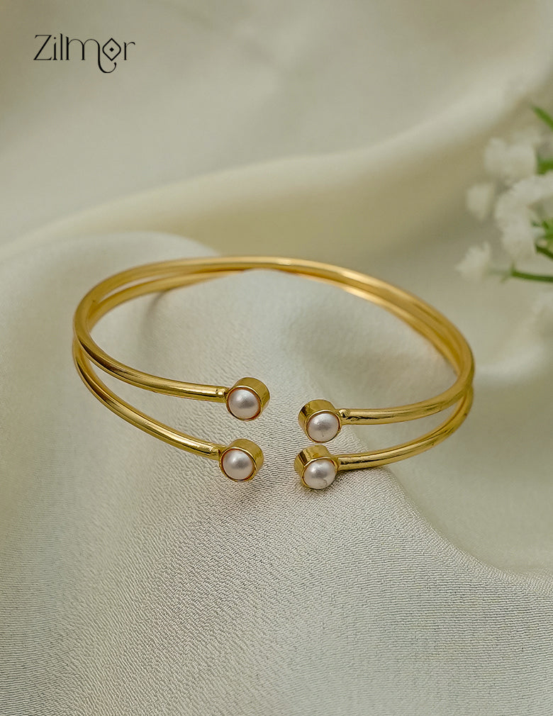 Gold Plated Adjustable Bangle with Pearl - AS1012937