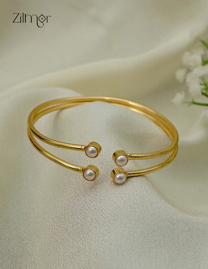 Gold Plated Adjustable Bangle with Pearl - AS1012937