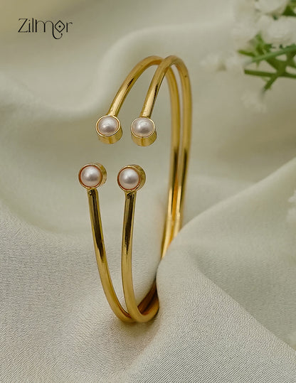 Gold Plated Adjustable Bangle with Pearl - AS1012937