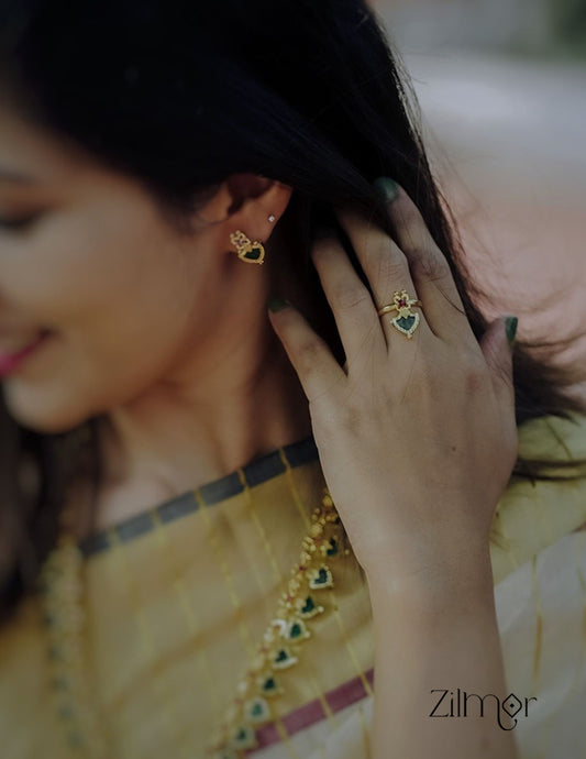 Gold Plated Adjustable Palakka Ring (color option)